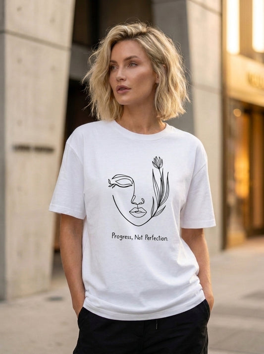 Progress, Not Perfection Line Art Graphic T-Shirt