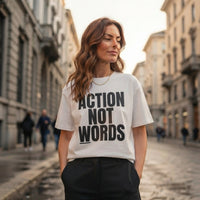 Action Not Words Oversized Graphic T-Shirt "Femme"