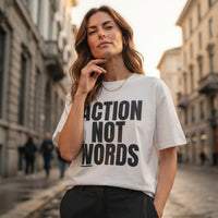 Action Not Words Oversized Graphic T-Shirt "Femme"