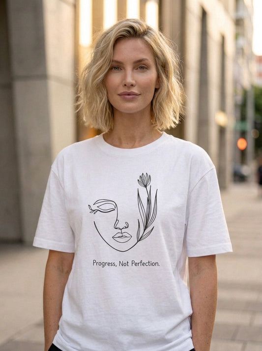 Progress, Not Perfection Line Art Graphic T-Shirt