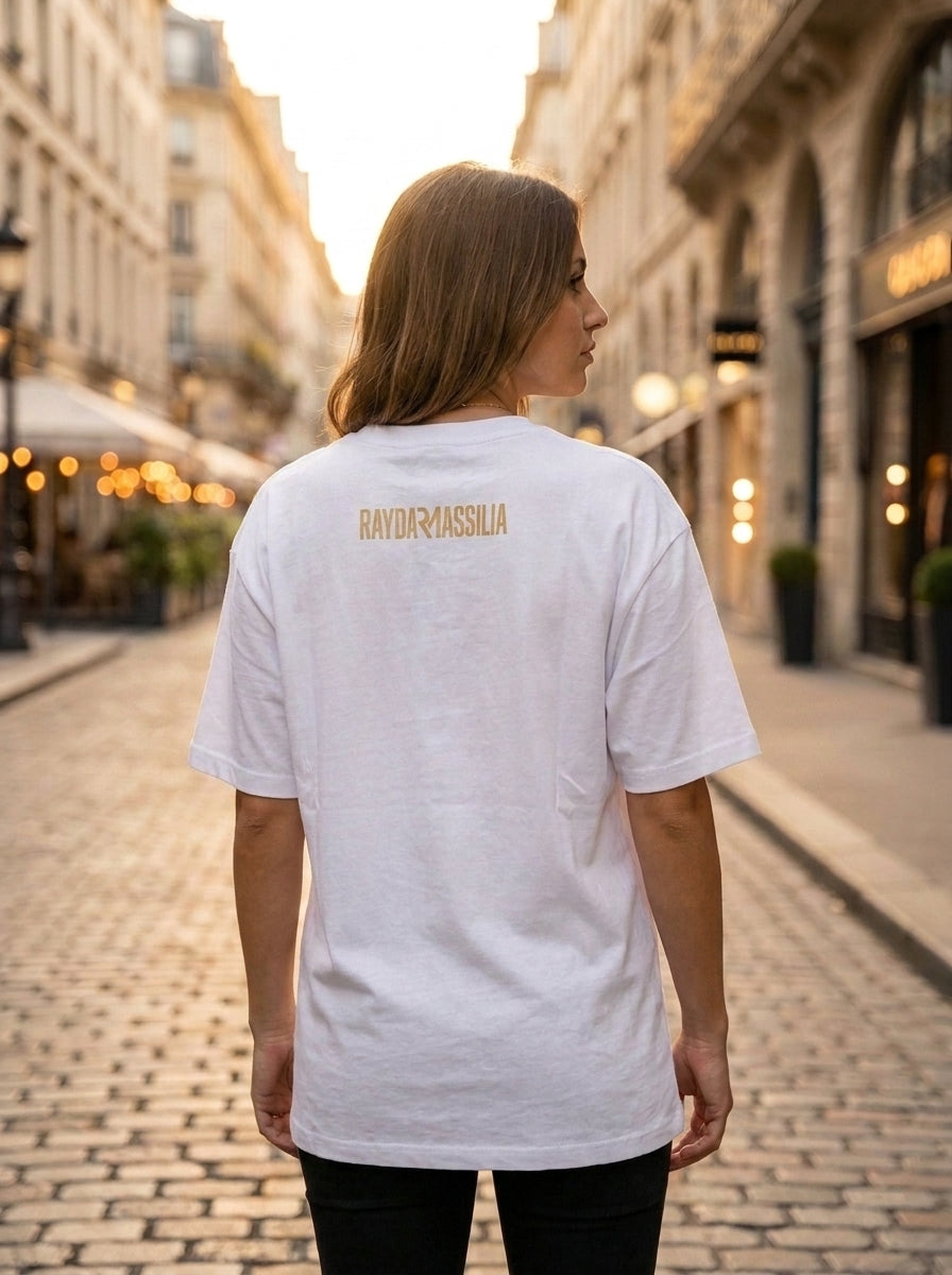 T-shirt Femme Oversize Noir – Raydam Massilia | Logo Poitrine & Grand Imprimé Dos