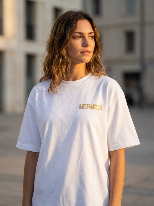 T-shirt Femme Oversize Noir – Raydam Massilia | Logo Poitrine & Grand Imprimé Dos