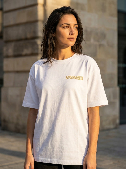 T-shirt Femme Oversize Noir – Raydam Massilia | Logo Poitrine & Grand Imprimé Dos
