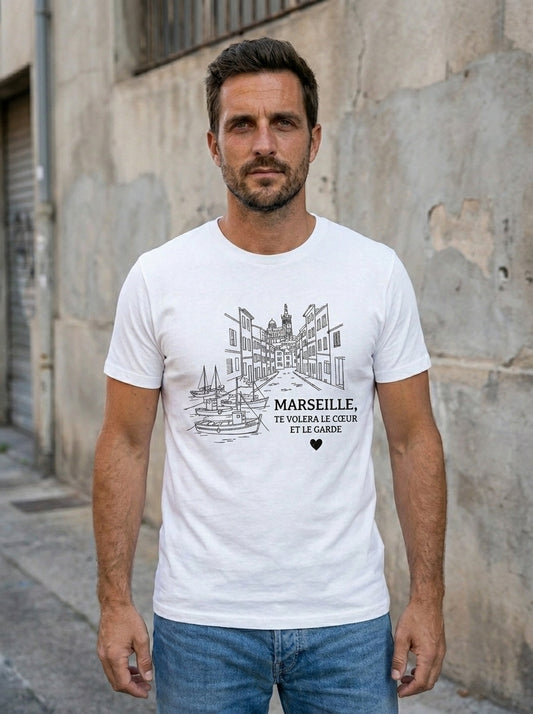 T-Shirt Premium Homme "L'Esprit de Massilia" – Coton Lourd & Line-Art